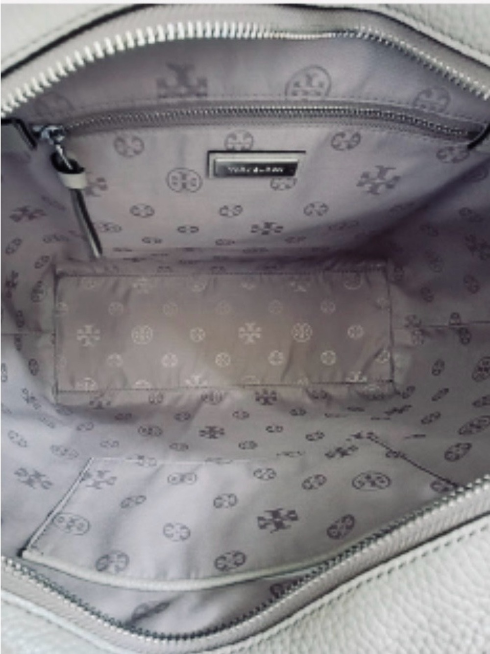 TORY BURCH Thea Convertible Leather Tote, gray - Picture 9 of 11